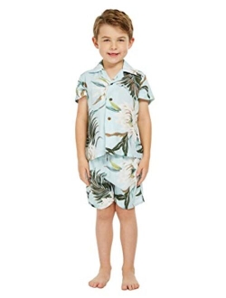 Hawaii Hangover Boy Aloha Luau Shirt Cabana Set in Wispy Cereus Black