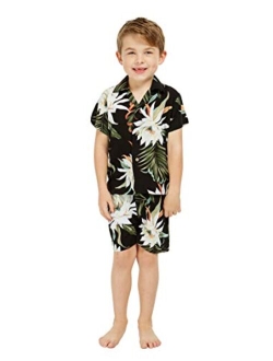 Hawaii Hangover Boy Aloha Luau Shirt Cabana Set in Wispy Cereus Black