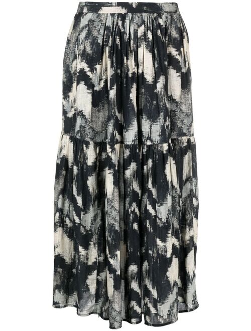 Ba&Sh Amalia printed tiered midi skirt