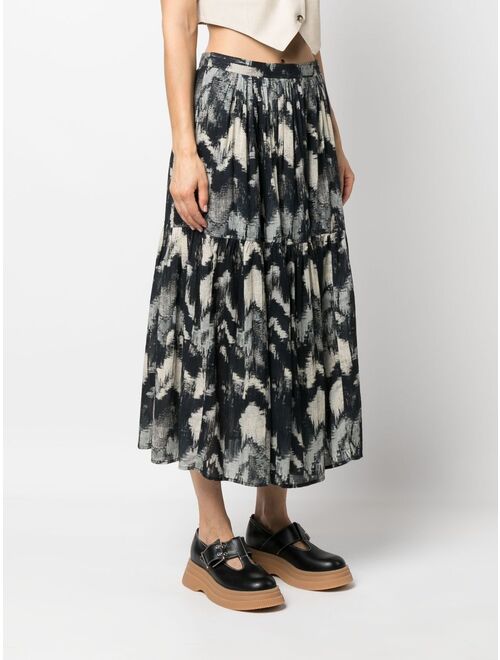 Ba&Sh Amalia printed tiered midi skirt