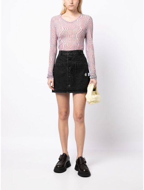 CHOCOOLATE high-waisted A-line denim skirt