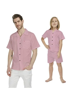 Hawaii Hangover Matching Father Son Linen Outfit Men Shirt Boy Shirt Shorts Solid Colors