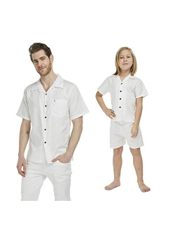 Hawaii Hangover Matching Father Son Linen Outfit Men Shirt Boy Shirt Shorts Solid Colors