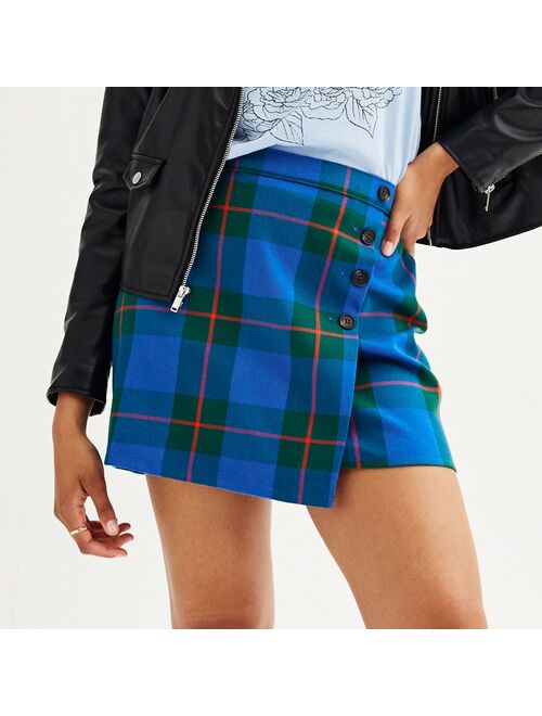 Juniors' SO Buttoned Faux Wrap Skirt