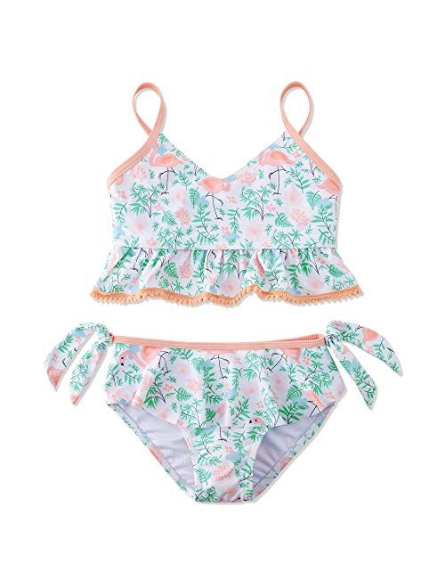 swimsobo Girls Mermaid Swimsuit Ruffle Bathing Suit Kids Two Piece Bikini Set for 3-12 Years