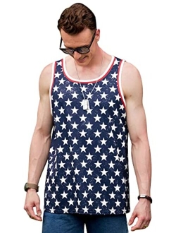 Arvilhill Mens 4th of July Tank Shirt Independence Day USA Flag Sleeveless American Flag Tank Tops