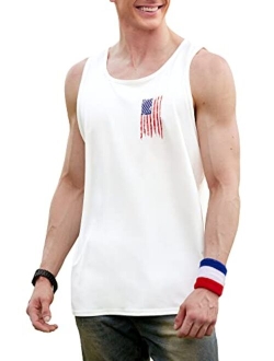 Arvilhill Mens 4th of July Tank Shirt Independence Day USA Flag Sleeveless American Flag Tank Tops