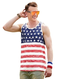 Arvilhill Mens 4th of July Tank Shirt Independence Day USA Flag Sleeveless American Flag Tank Tops