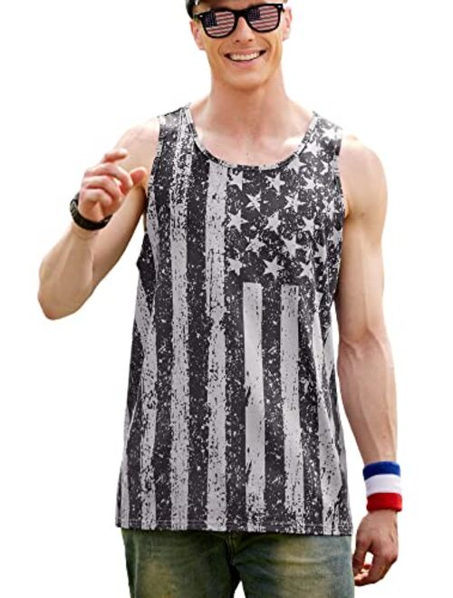 Arvilhill Mens 4th of July Tank Shirt Independence Day USA Flag Sleeveless American Flag Tank Tops