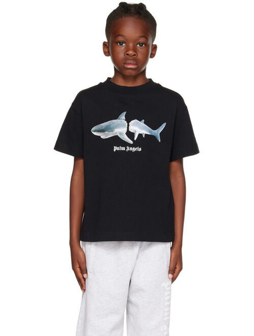 PALM ANGELS Kids Black Shark T-Shirt