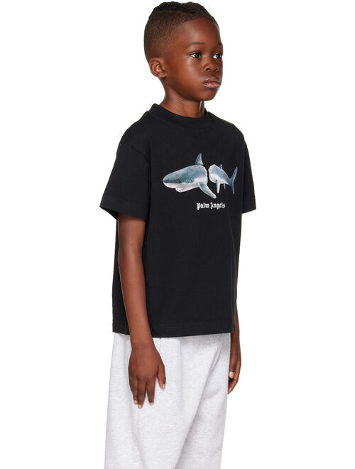 PALM ANGELS Kids Black Shark T-Shirt