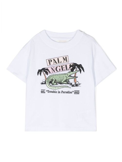 Palm Angels Kids Croco Trouble organic cotton T-shirt