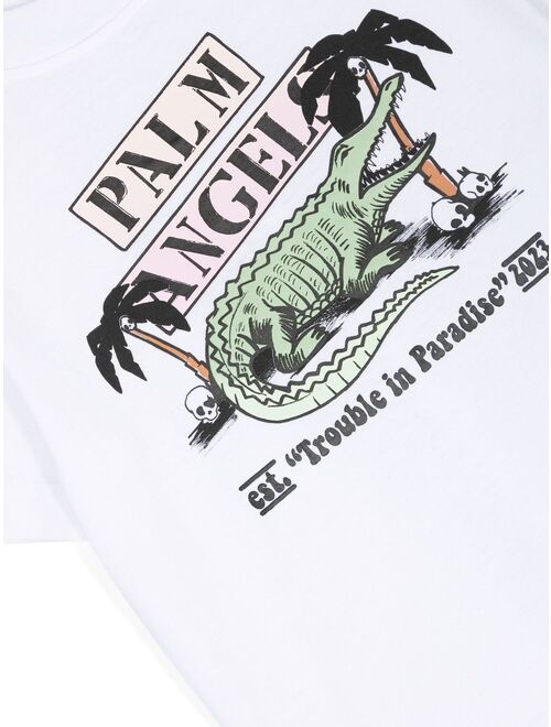 Palm Angels Kids Croco Trouble organic cotton T-shirt