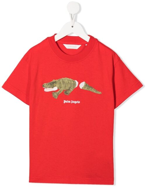 Palm Angels Kids crocodile logo-print T-shirt