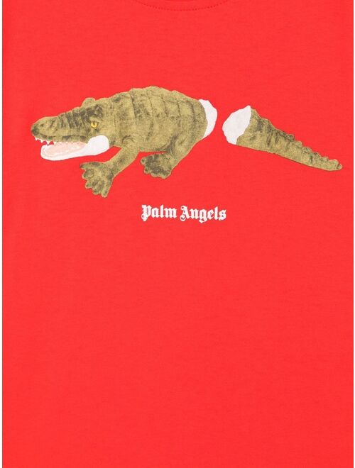 Palm Angels Kids crocodile logo-print T-shirt