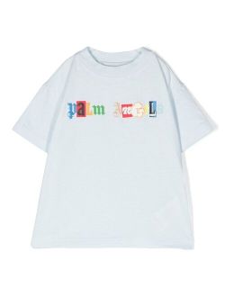 Kids patchwork logo-print T-shirt