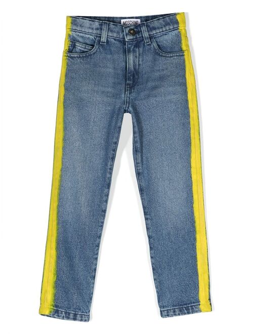 Moschino Kids paint-stripe denim jeans