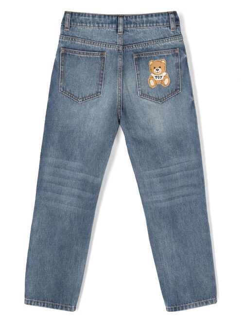 Moschino Kids logo-print straight jeans