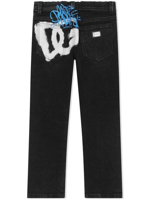 Dolce & Gabbana Kids graffiti-print straight-leg jeans