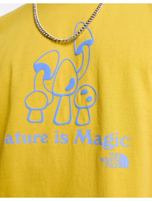 The North Face 'Nature is Magic' chest print t-shirt in yellow