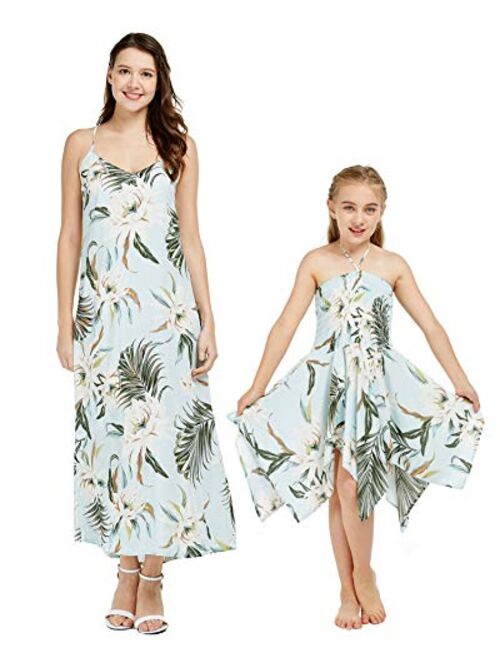 Hawaii Hangover Matching Hawaiian Luau Mother Daughter Maxi and Gypsy Dress in Wispy Cereus