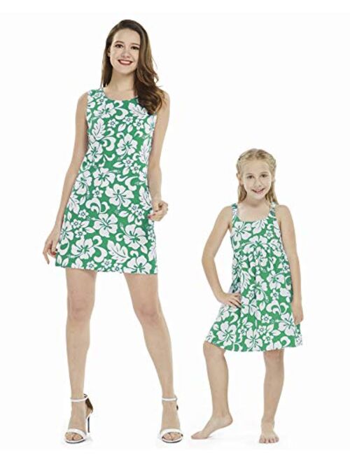 Hawaii Hangover Matching Hawaiian Luau Mother Daughter WoWomen Tank Dress and Girl Empire Waist Dress Classic Vintage Hibiscus