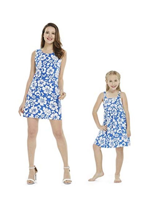 Hawaii Hangover Matching Hawaiian Luau Mother Daughter WoWomen Tank Dress and Girl Empire Waist Dress Classic Vintage Hibiscus