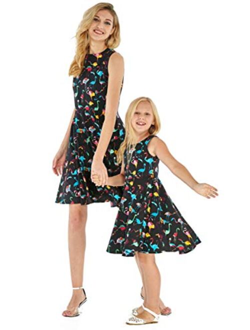 Hawaii Hangover Matching Hawaiian Luau Mother Daughter Vintage Fit and Flare Dresses in Tropical Patterns