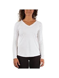 Vapor Apparel Women's V-Neck UPF 50+ Sun Protection Outdoor Performance Long Sleeve T-Shirt