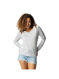 Vapor Apparel Women's V-Neck UPF 50+ Sun Protection Outdoor Performance Long Sleeve T-Shirt