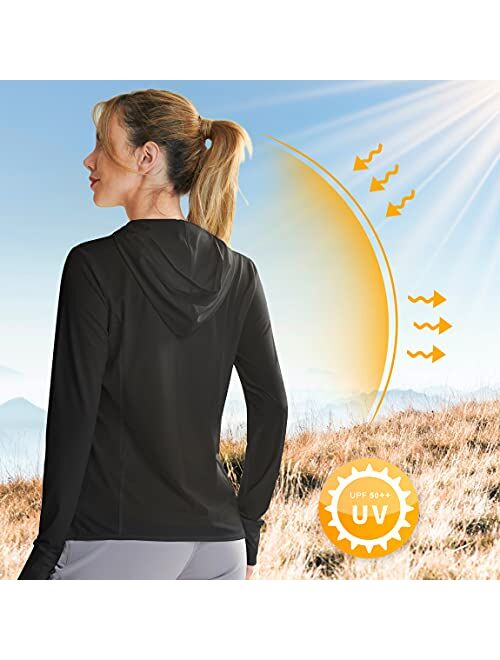 Libin Women's Full Zip UPF 50+ Sun Protection Hoodie Jacket Long Sleeve Sun Shirt Hiking Outdoor Performance with Pockets