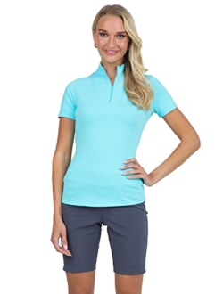 IBKUL Athleisure Wear Sun Protective UPF 50+ Icefil Cooling Tech Short Sleeve Mock Neck Top - 87000