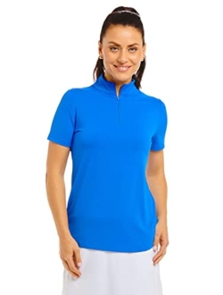 IBKUL Athleisure Wear Sun Protective UPF 50+ Icefil Cooling Tech Short Sleeve Mock Neck Top - 87000