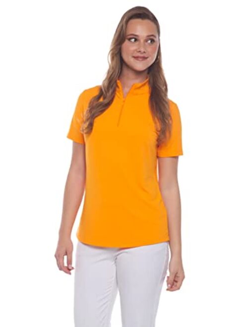 IBKUL Athleisure Wear Sun Protective UPF 50+ Icefil Cooling Tech Short Sleeve Mock Neck Top - 87000