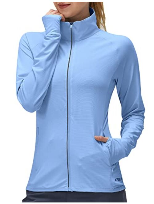 Kpsun Women's UPF 50+ UV Sun Protection Clothing Long Sleeve Athletic Hiking Shirts Lightweight SPF Zip Up Outdoor Jacket