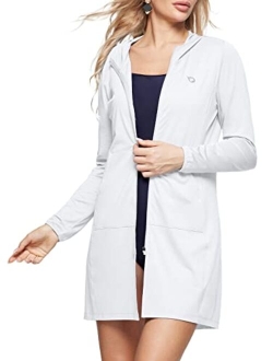 Women's UPF 50  Cover Up SPF Hoodie Long Jacket Beach Shirt Sun Protection Lightweight Swim Pool Suit