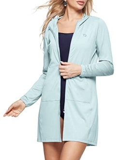 Women's UPF 50  Cover Up SPF Hoodie Long Jacket Beach Shirt Sun Protection Lightweight Swim Pool Suit