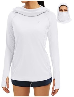 SPF Shirt Women Sun Protection Clothing UPF 50  Hoodie with Face Cover UV Hiking Long Sleeve Shirts Lightweight Outdoor