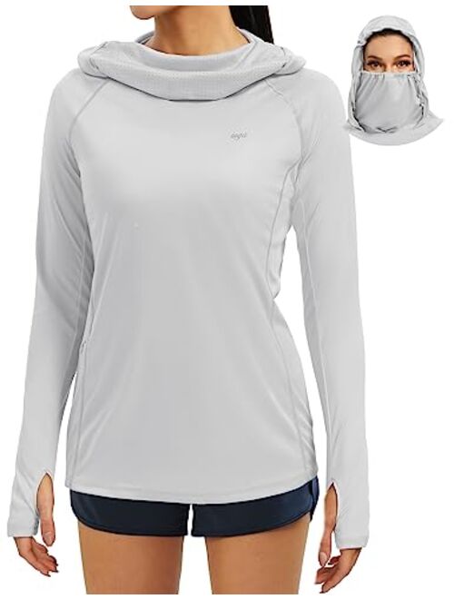 IUGA SPF Shirt Women Sun Protection Clothing UPF 50+ Hoodie with Face Cover UV Hiking Long Sleeve Shirts Lightweight Outdoor