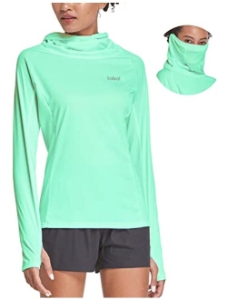 Women's Hiking Long Sleeve Shirts with Face Cover Neck Gaiter UPF 50  Lightweight Quick Dry SPF Fishing Running Hoddie