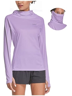 Women's Hiking Long Sleeve Shirts with Face Cover Neck Gaiter UPF 50  Lightweight Quick Dry SPF Fishing Running Hoddie