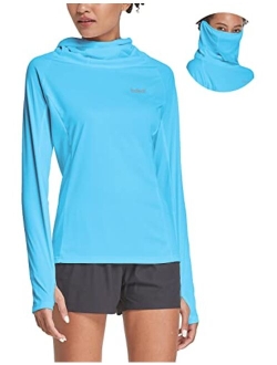 Women's Hiking Long Sleeve Shirts with Face Cover Neck Gaiter UPF 50  Lightweight Quick Dry SPF Fishing Running Hoddie