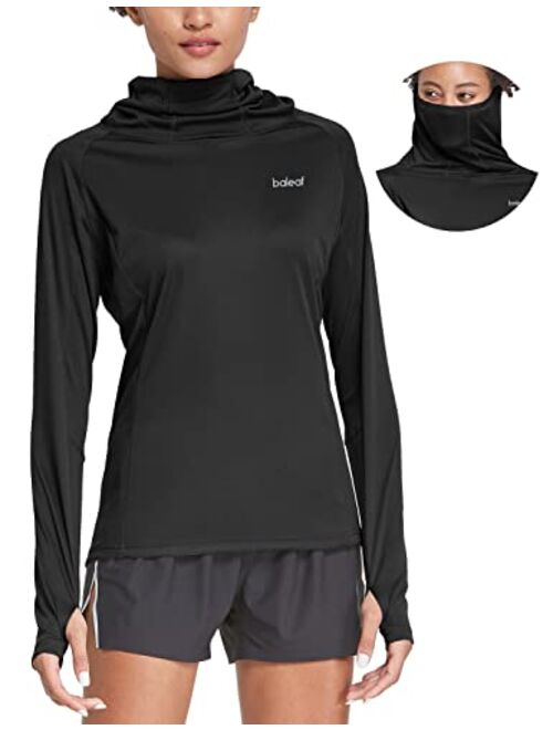 BALEAF Women's Hiking Long Sleeve Shirts with Face Cover Neck Gaiter UPF 50+ Lightweight Quick Dry SPF Fishing Running Hoddie