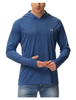 isnowood Sun Shirt UPF 50+ Men's Fishing Long Sleeve UV Protection Hoodie Hiking Rash Guard Swimming Running