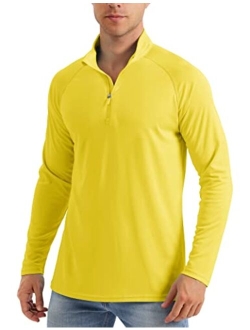 Men's Long Sleeve Sun Shirts UPF 50  Tees 1/4 Zip Up Fishing Running Rash Guard T-Shirts Outdoor Shirt