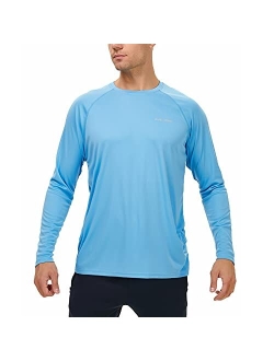 Valano Mens Long Sleeve Shirts UPF 50+ Sun Protection SPF Lightweight Quick Dry T-Shirts Outdoor Hiking Running Fishing