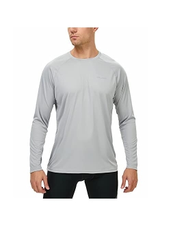 Valano Mens Long Sleeve Shirts UPF 50+ Sun Protection SPF Lightweight Quick Dry T-Shirts Outdoor Hiking Running Fishing