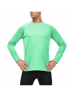 Valano Mens Long Sleeve Shirts UPF 50+ Sun Protection SPF Lightweight Quick Dry T-Shirts Outdoor Hiking Running Fishing