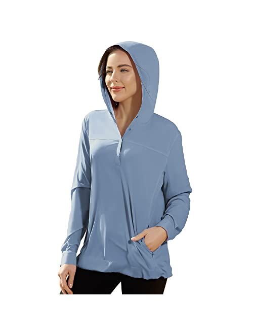 Mabove Women's UPF 50+ Sun Protective Hoodie Fall Long Sleeve Sun Shirts SPF Hiking Fishing Lightweight Shirt