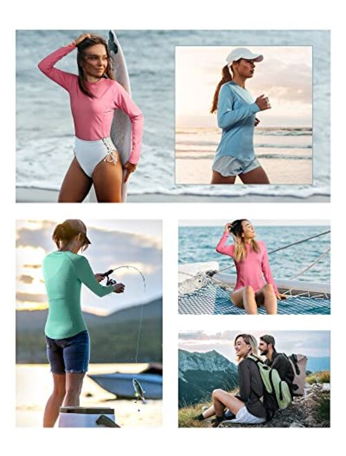 Roadbox Women's Long Sleeve UV Sun Shirts UPF 50+ Workout Swim Rash Guard Tops